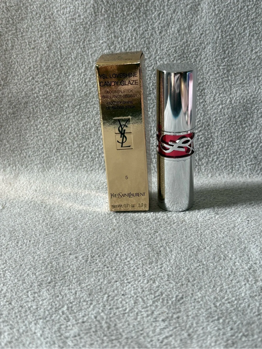 Yves Saint Laurent Candy Glaze Lipstick shade Pink Satisfaction Brand New in Box
